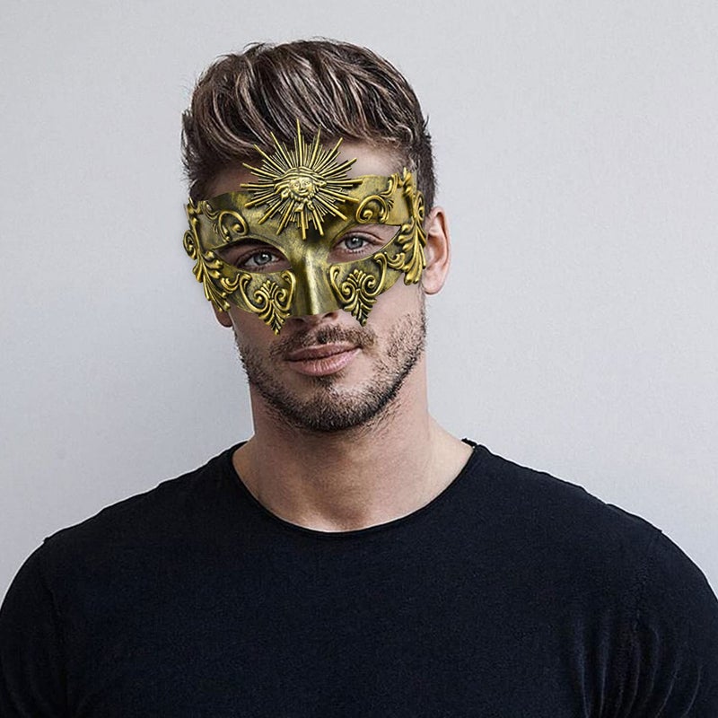 KEFAN Greek Roman Masquerade Mask Halloween Mask Venetian Mardi Gras Mask for Men (Antique Gold) - Image 3